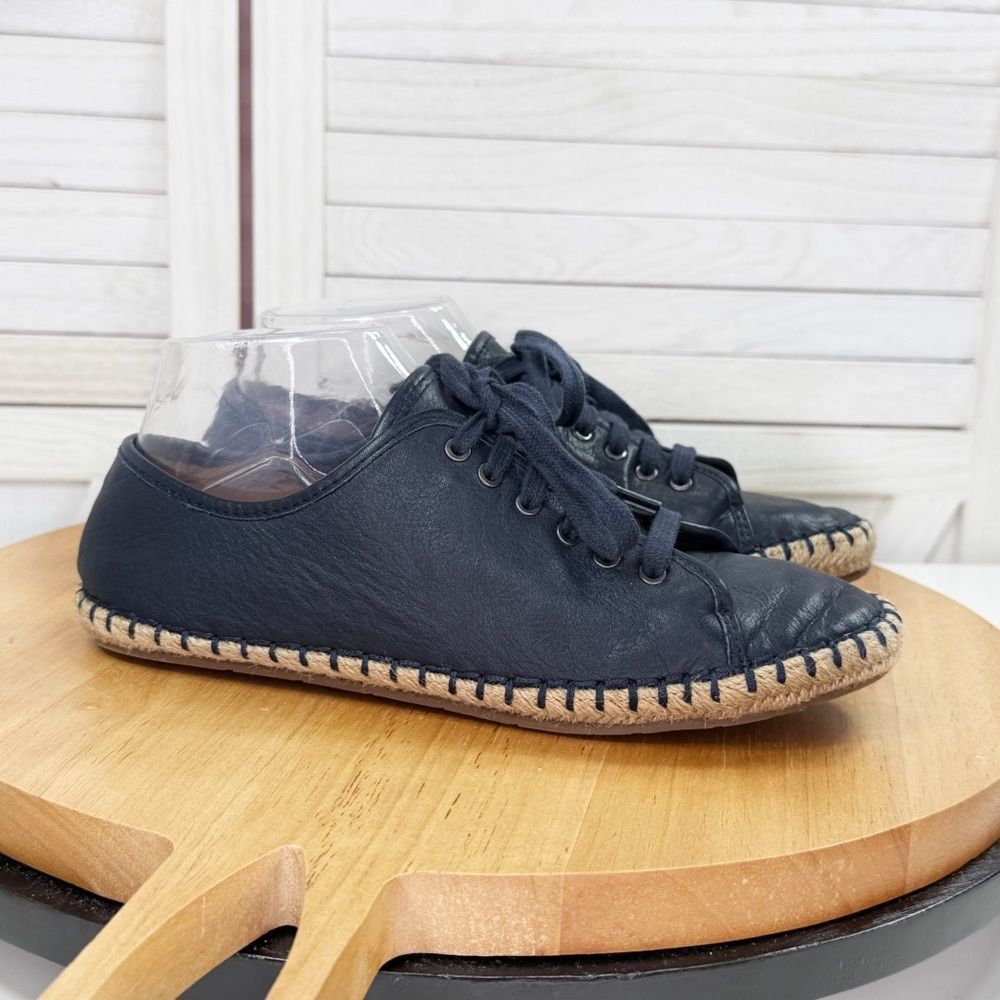Patricia Nash‎ Emiliana Lace Up Leather Espadrille Sneakers Navy Blue 7